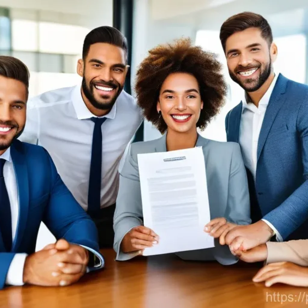 노동법 용어 정리와 해석 - **"A vibrant and diverse group of Brazilian professionals, aged 25-50, engaged in a positive and col...