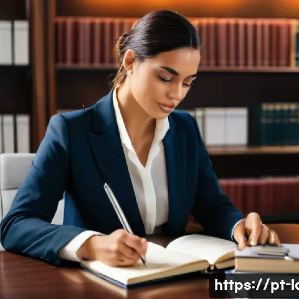 공인노무사와 학습의 체계화 - **Prompt:** A Portuguese legal professional, mid-30s, dressed in smart business attire (blazer, slac...