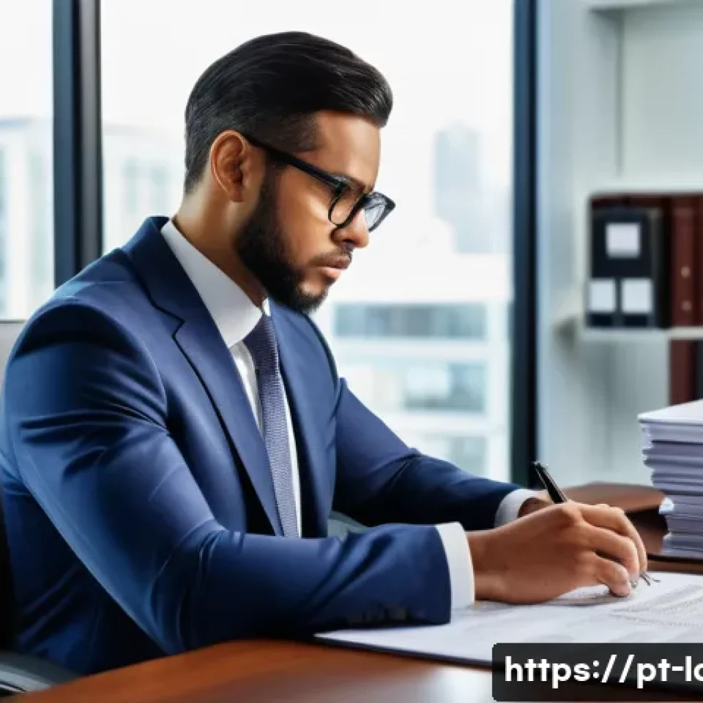 노무사로서의 커리어 빌딩 - A modern corporate office scene featuring a diverse human resources professional thoughtfully review...