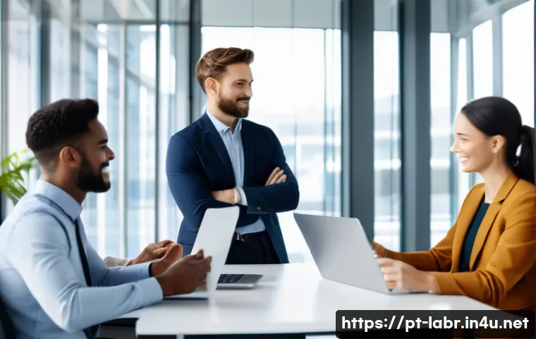 노무사로서의 조직 문화 이해 - A modern corporate office scene depicting a diverse team of professionals engaged in a transparent a...