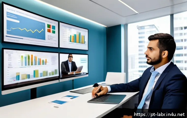 노무사의 연봉 상승 전략 - A professional Brazilian labor law consultant working in a modern office, dressed in formal business...